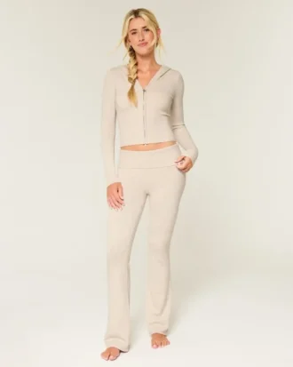 Gilly Hicks Sweater-Knit Foldover Waist Boot Pants