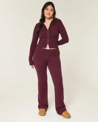 Gilly Hicks Sweater-Knit Foldover Waist Boot Pants