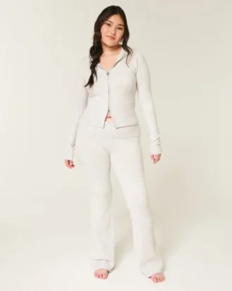 Gilly Hicks Sweater-Knit Foldover Waist Boot Pants