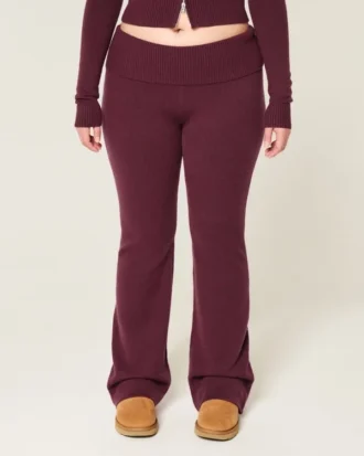 Gilly Hicks Sweater-Knit Foldover Waist Boot Pants