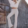 Gilly Hicks Sweater-Knit Foldover Waist Flare Pants