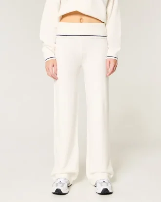 Gilly Hicks Sweater-Knit Foldover Waist Straight Pants