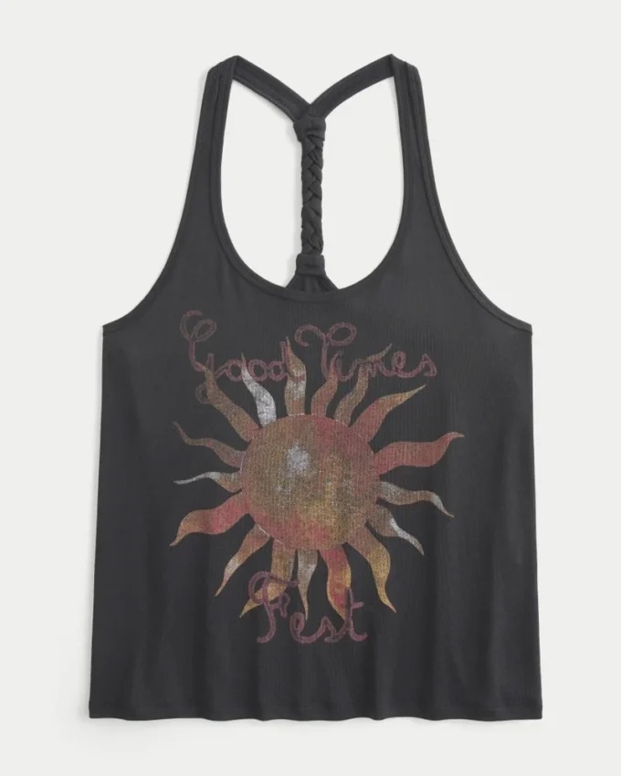 Good Times Fest Graphic Braided Racerback Tank