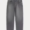 Grey Embroidered Studded Skater Baggy Jeans