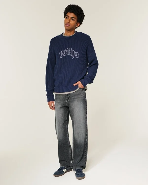 Grey Heart Graphic Baggy Jeans Grey Heart Graphic Baggy Jeans
