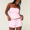 Heart Graphic Fleece Mini Shorts