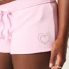 Heart Graphic Fleece Mini Shorts