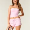 Heart Graphic Fleece Mini Shorts