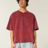 Heavyweight Baggy Crop Varsity Graphic Football Tee