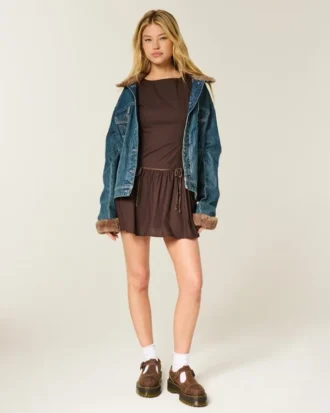 High-Neck Drop Waist Skort Dress