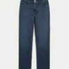 High-Rise Dark Wash Straight Jeans