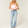 High-Rise Distressed Light Wash Straight Jeans High-Rise Distressed Light Wash Straight Jeans