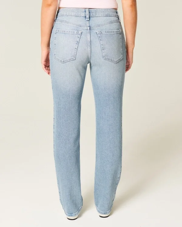 High-Rise Distressed Light Wash Straight Jeans High-Rise Distressed Light Wash Straight Jeans