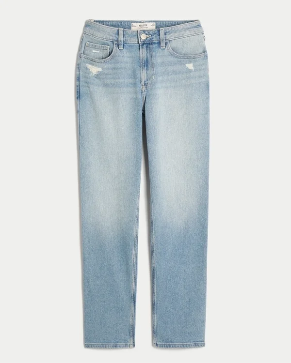 High-Rise Distressed Light Wash Straight Jeans High-Rise Distressed Light Wash Straight Jeans