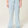 High-Rise Light Wash Heart Embroidered Flare Jeans