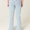High-Rise Light Wash Heart Embroidered Flare Jeans