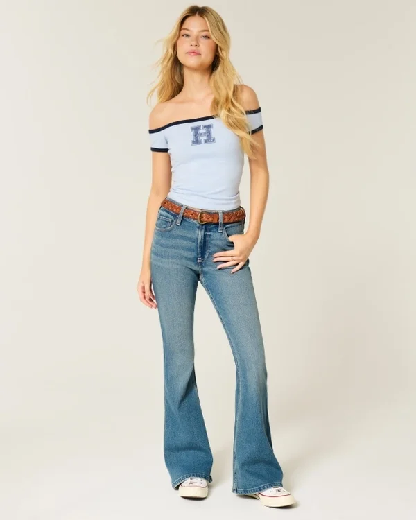 High-Rise Medium Wash Flare Jeans High-Rise Medium Wash Flare Jeans
