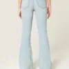 High-Rise Ripped Light Wash Flare Jeans