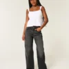 High-Rise Washed Black Baggy Jeans