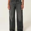 High-Rise Washed Black Baggy Jeans