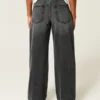 High-Rise Washed Black Baggy Jeans