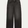High-Rise Washed Black Baggy Jeans