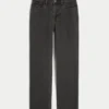 High-Rise Washed Black Straight Jeans