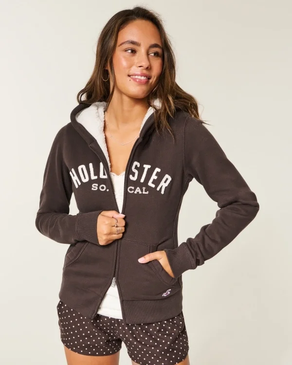 Holiday Vault Release Sherpa-Lined Zip-Up Logo Graphic Hoodie Holiday Vault Release Sherpa-Lined Zip-Up Logo Graphic Hoodie