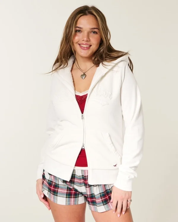 Holiday Vault Release Sherpa-Lined Zip-Up Logo Graphic Hoodie Holiday Vault Release Sherpa-Lined Zip-Up Logo Graphic Hoodie