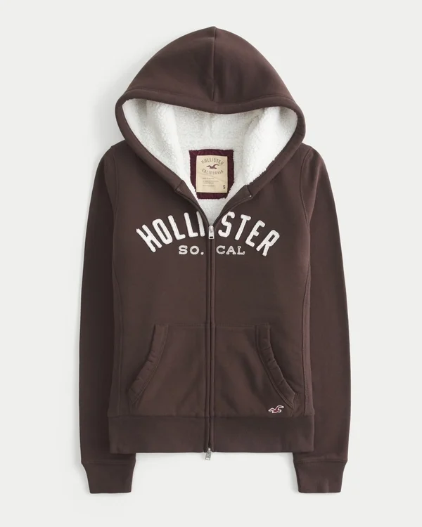 Holiday Vault Release Sherpa-Lined Zip-Up Logo Graphic Hoodie Holiday Vault Release Sherpa-Lined Zip-Up Logo Graphic Hoodie