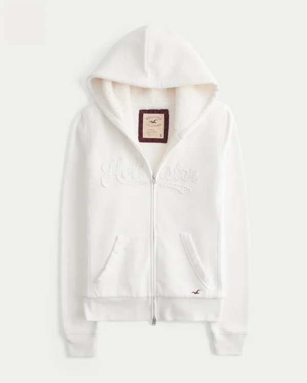 Holiday Vault Release Sherpa-Lined Zip-Up Logo Graphic Hoodie Holiday Vault Release Sherpa-Lined Zip-Up Logo Graphic Hoodie
