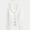 Hooded Faux Fur Trim Cardigan