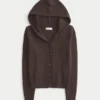 Hooded Faux Fur Trim Cardigan