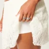 Lace Asymmetrical Hem Mini Skirt