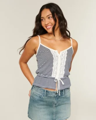 Lace Detail Peplum Top