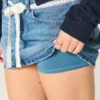 Lace Tie Denim Mini Skort