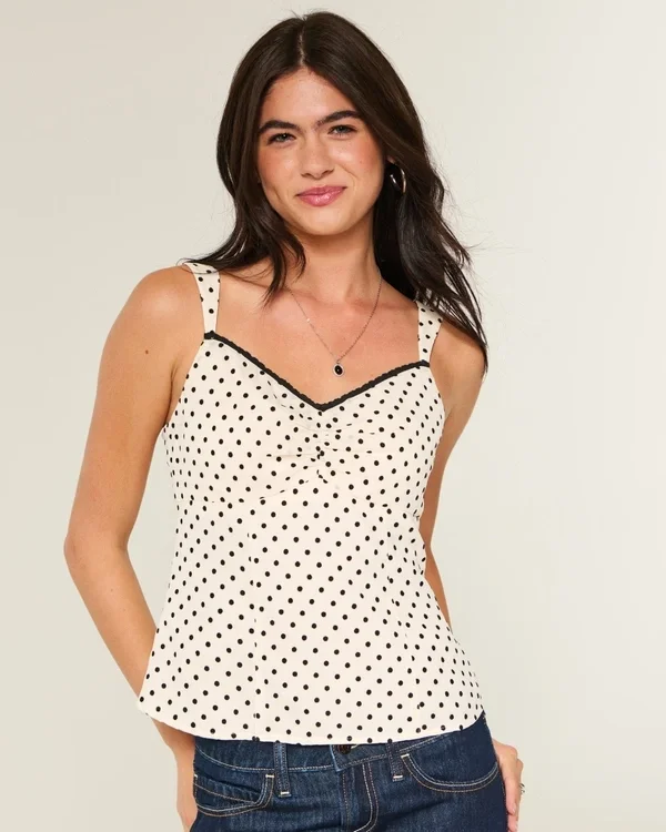 Lace Trim Chiffon Tank Lace Trim Chiffon Tank