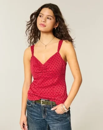 Lace Trim Chiffon Tank