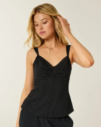 Lace Trim Chiffon Tank