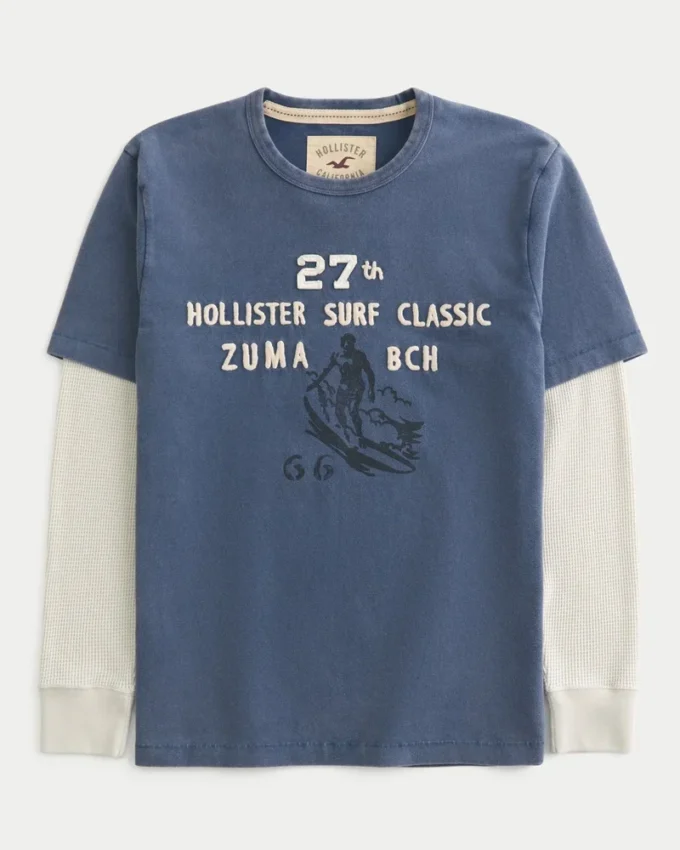 Layered Long-Sleeve Surf Logo Graphic Tee Layered Long-Sleeve Surf Logo Graphic Tee