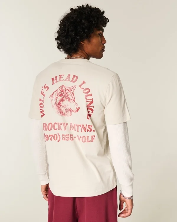 Layered Long-Sleeve Wolf’s Head Lounge Graphic Tee Layered Long-Sleeve Wolf’s Head Lounge Graphic Tee
