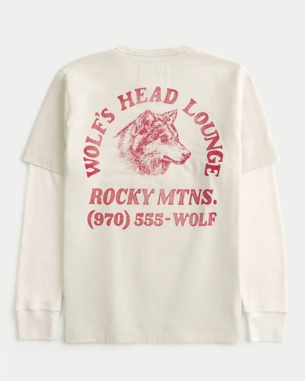 Layered Long-Sleeve Wolf’s Head Lounge Graphic Tee Layered Long-Sleeve Wolf’s Head Lounge Graphic Tee