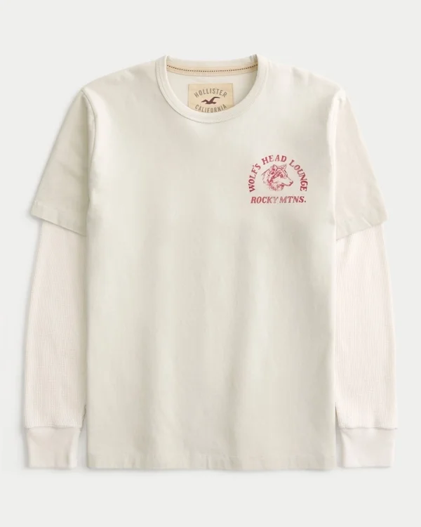 Layered Long-Sleeve Wolf’s Head Lounge Graphic Tee Layered Long-Sleeve Wolf’s Head Lounge Graphic Tee