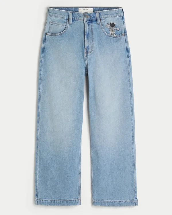 Light Wash Astronaut Graphic Super Baggy Jeans Light Wash Astronaut Graphic Super Baggy Jeans