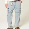 Light Wash Baggy Cargo Jeans