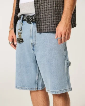 Light Wash Baggy Denim Painter Shorts
