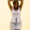 Light Wash Denim Mini Skort