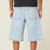 Light Wash Embellished Super Baggy Denim Shorts Light Wash Embellished Super Baggy Denim Shorts