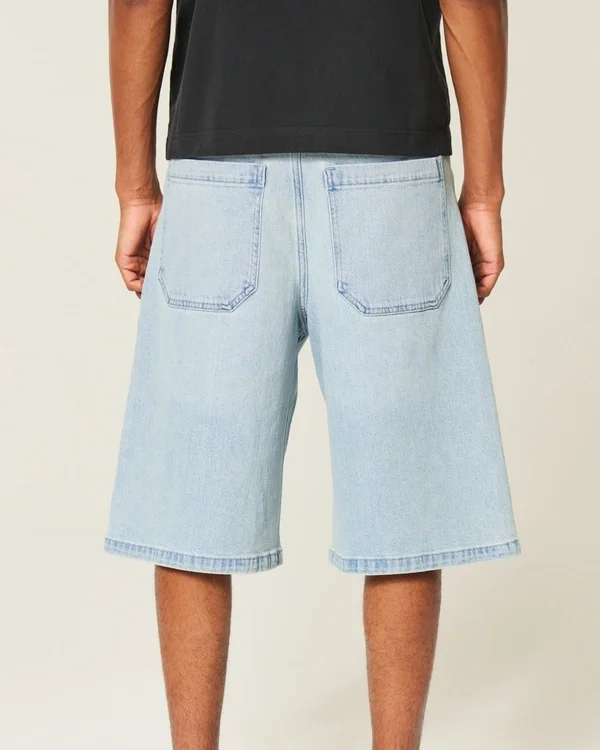 Light Wash Embellished Super Baggy Denim Shorts Light Wash Embellished Super Baggy Denim Shorts