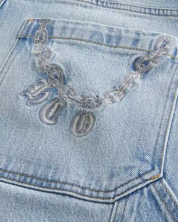 Light Wash Embroidered Back Pocket Skater Baggy Painter Jeans Light Wash Embroidered Back Pocket Skater Baggy Painter Jeans